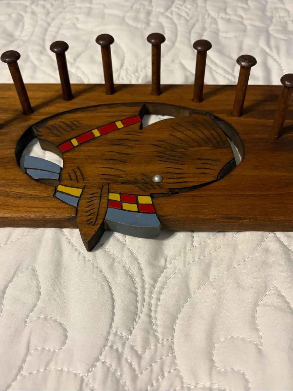Vintage Wooden Scottish Dog Wall Hook - Belt/Tie Organizer-